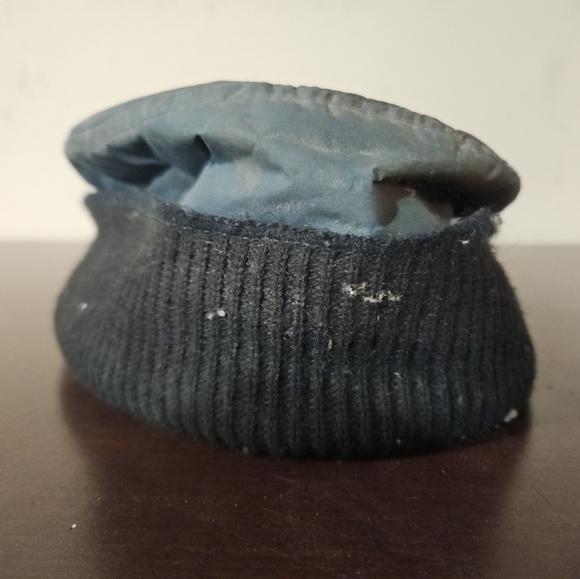 Vintage Large 7 3/8" Quilted Ski Hat Blue Neck Ear Flaps Brim Cap USA - Picture 4 of 11